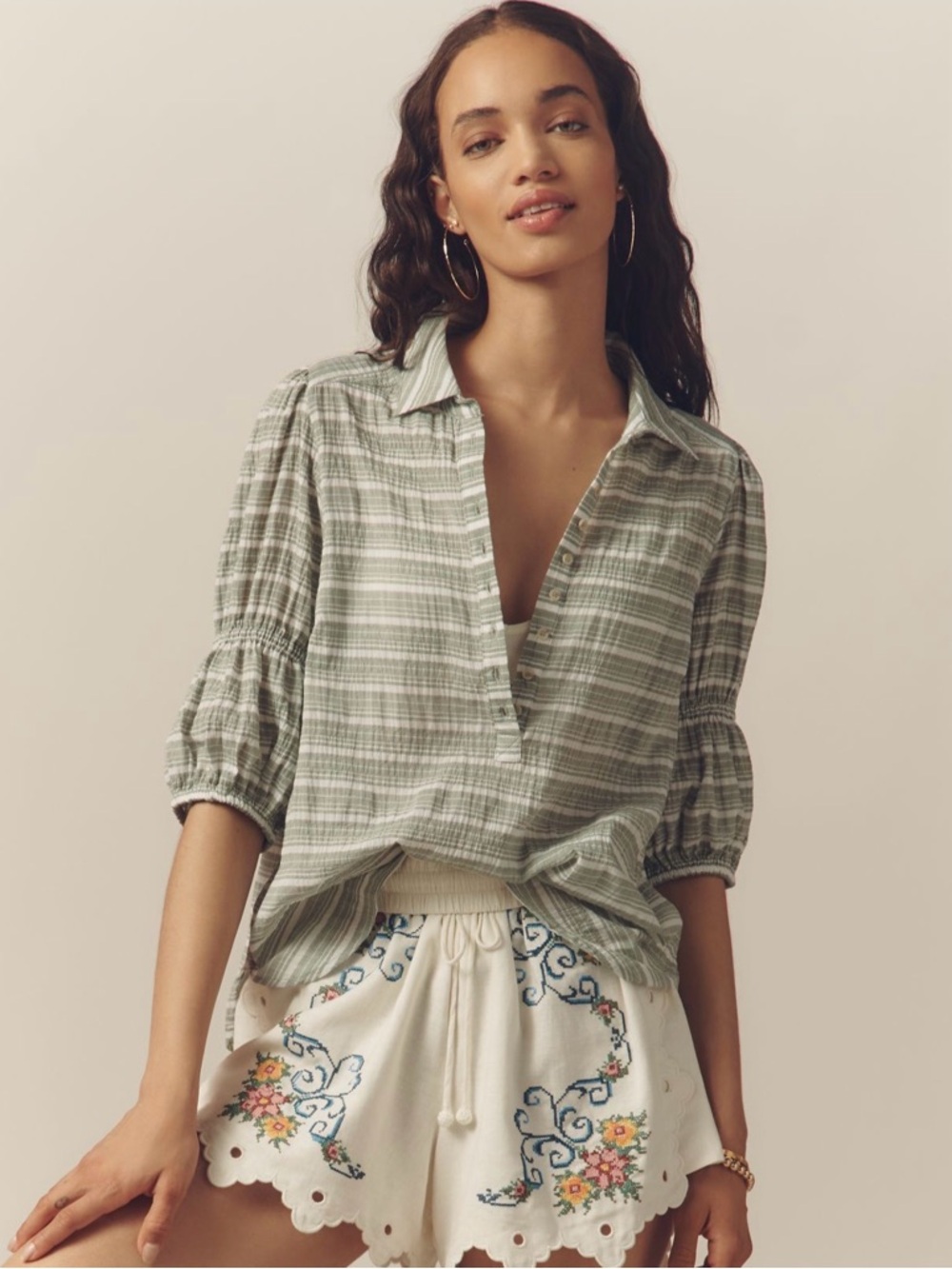 Anthropologie Tallulah Double Puff Sleeve Blouse